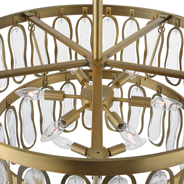 AURELIE 9 LIGHT ANTIQUE BRASS PENDANT