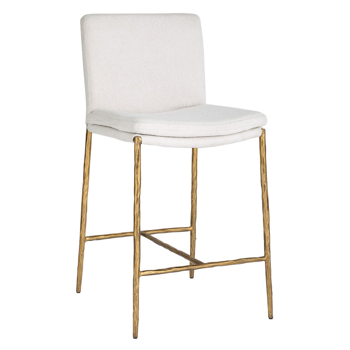 ASCEND WHITE BOUCLE + GOLD COUNTER STOOL