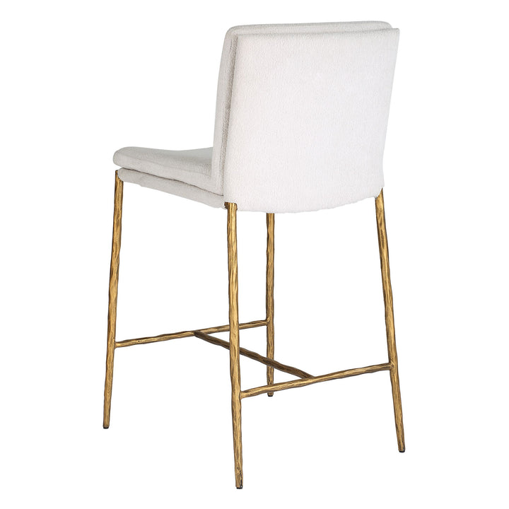 ASCEND WHITE BOUCLE + GOLD COUNTER STOOL