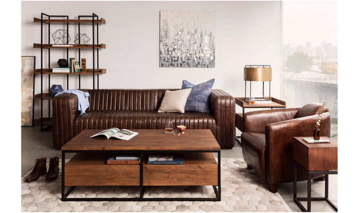 CASTLE VINTAGE LEATHER SOFA: DARK BROWN