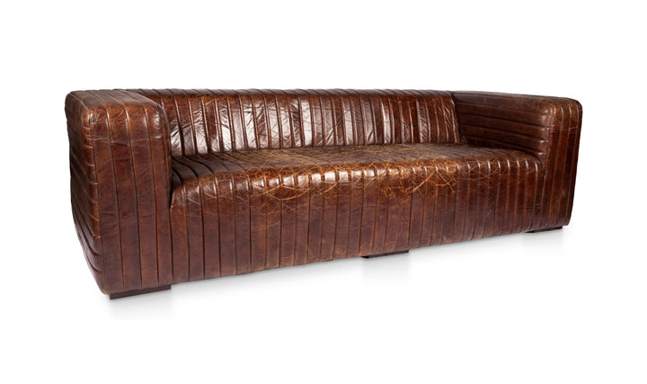 CASTLE VINTAGE LEATHER SOFA: DARK BROWN