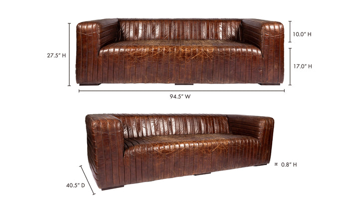 CASTLE VINTAGE LEATHER SOFA: DARK BROWN