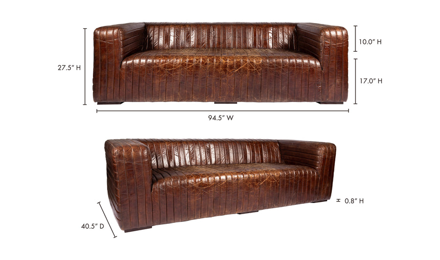 CASTLE VINTAGE LEATHER SOFA: DARK BROWN
