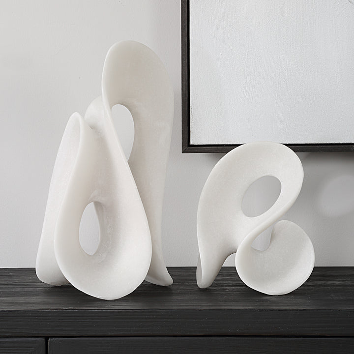 SILENT WAVE WHITE SCULPTURES SET/2