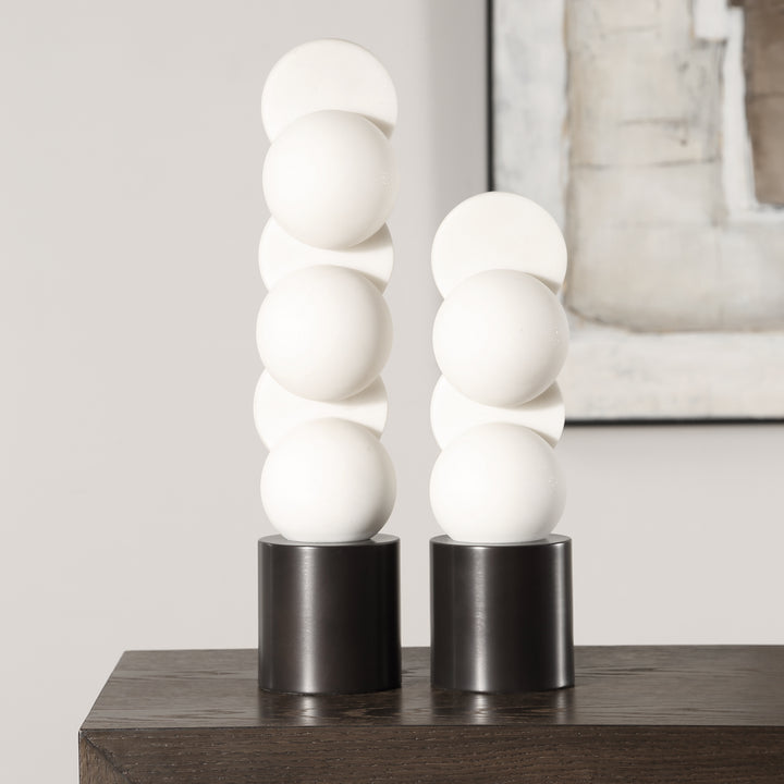 SYMMETRY WHITE STONE SCULPTURE SET