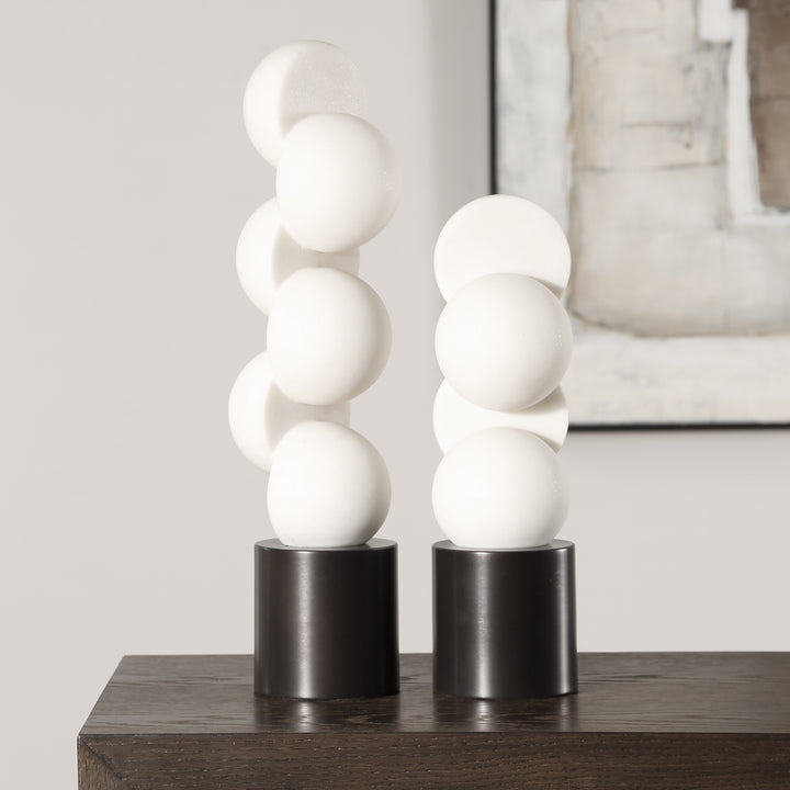 SYMMETRY WHITE STONE SCULPTURE SET