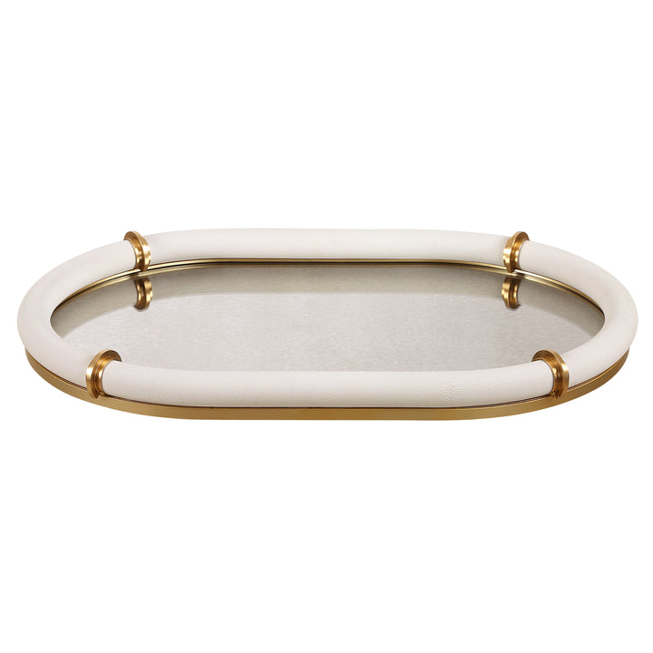 CYPRUS WHITE SHAGREEN MIRRORED TRAY