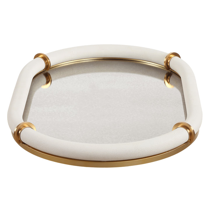 CYPRUS WHITE SHAGREEN MIRRORED TRAY