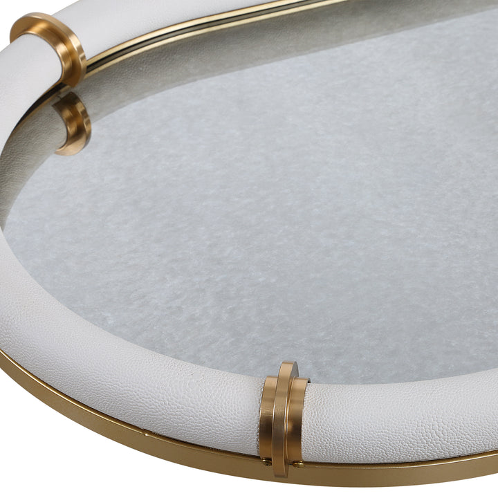 CYPRUS WHITE SHAGREEN MIRRORED TRAY