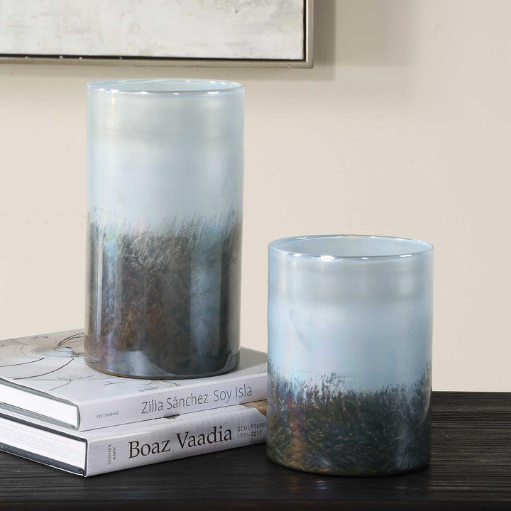 MIDNIGHT MIST CYLINDRICAL VASES | SET OF 2
