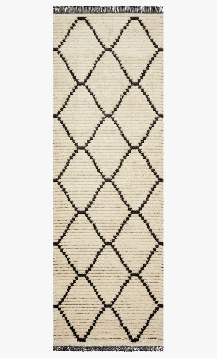 ALICE 04 RIBBED FRINGE RUG: CREAM, CHARCOAL