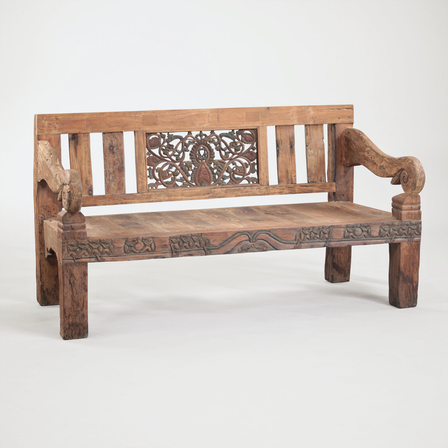 ANTIQUE INDIAN TEAK WOOD BENCH NO.6