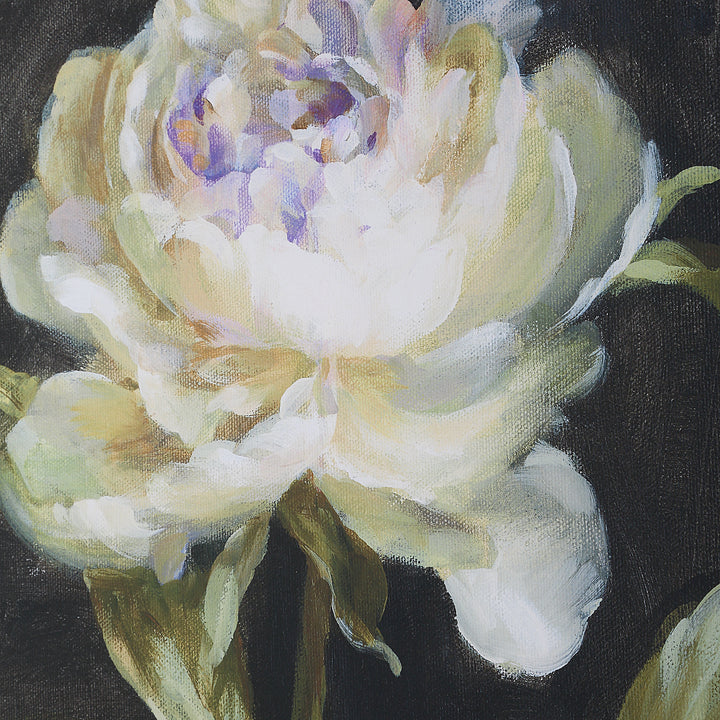 "FLORALS ON BLACK" GLASS FRAMED PRINTS | SET OF 4