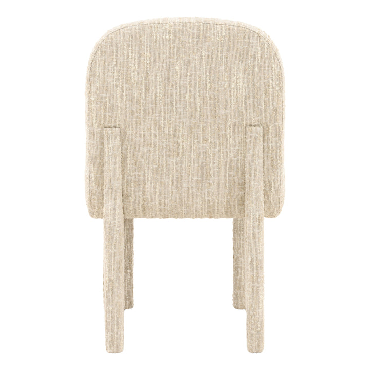 Beige chair with a textured backrest on a white background