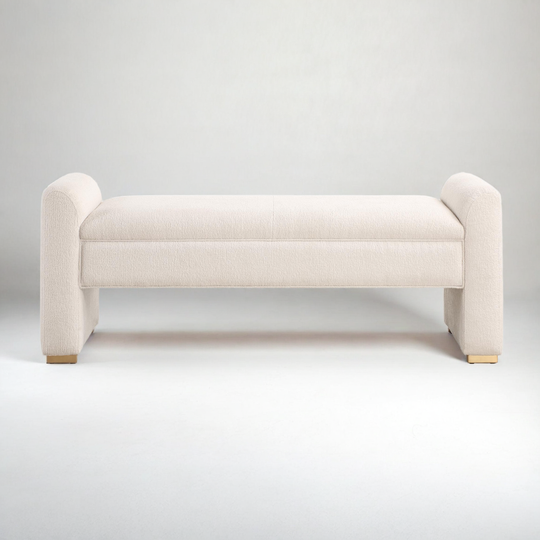 CALISTE IVORY BOUCLE BEDROOM BENCH