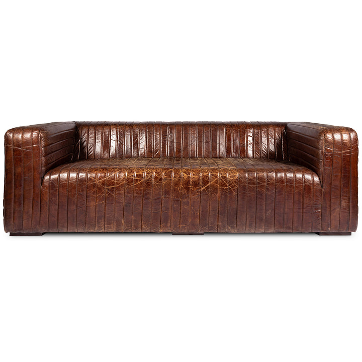 CASTLE VINTAGE LEATHER SOFA: DARK BROWN