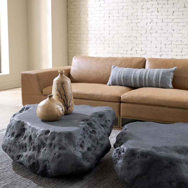 CAST STONE BOULDER INDOOR-OUTDOOR COFFEE TABLE: CHARCOAL