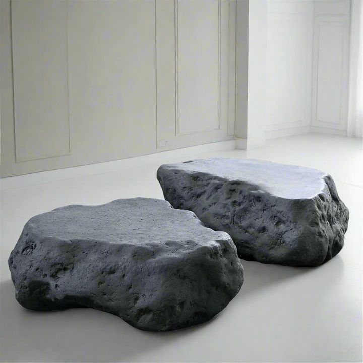 Two large stone coffee tables