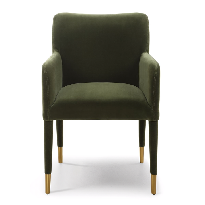 CONIFER GREEN VELVET DINING ARM CHAIR