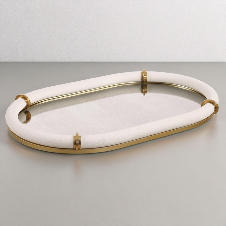 CYPRUS WHITE SHAGREEN MIRRORED TRAY