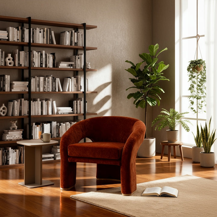 GRISELDA BURGUNDY VELVET ACCENT CHAIR