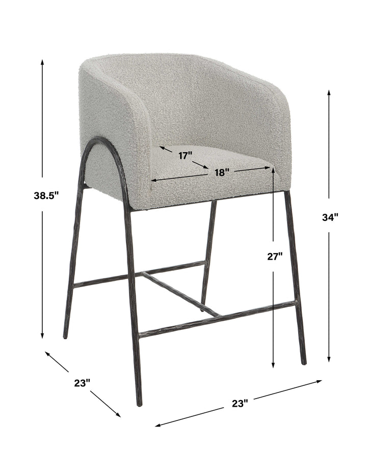 JACOBSEN BOUCLE UPHOLSTERED COUNTER STOOL