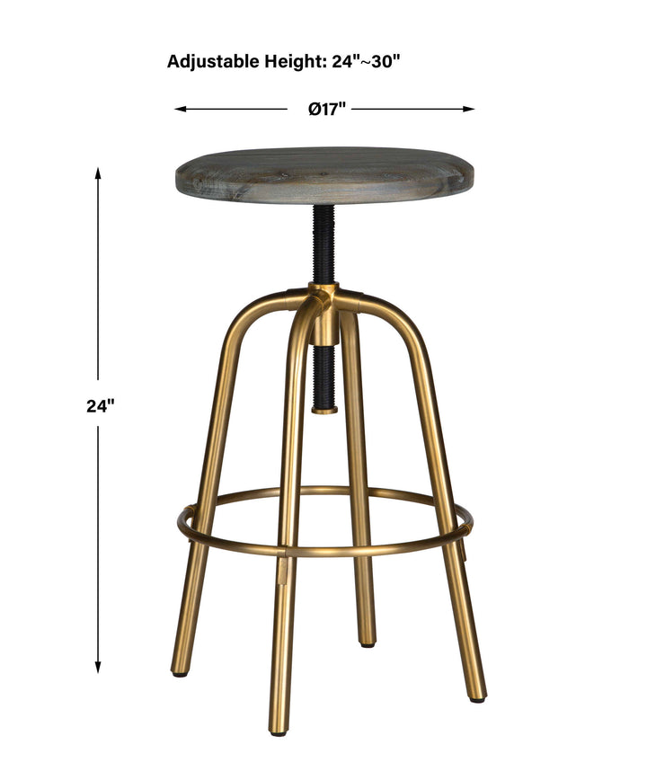 REVOLVE ADJUSTABLE BRASS COUNTER STOOL