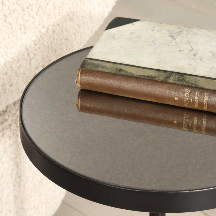 ODESA MARBLE + MIRROR TOP ACCENT TABLE