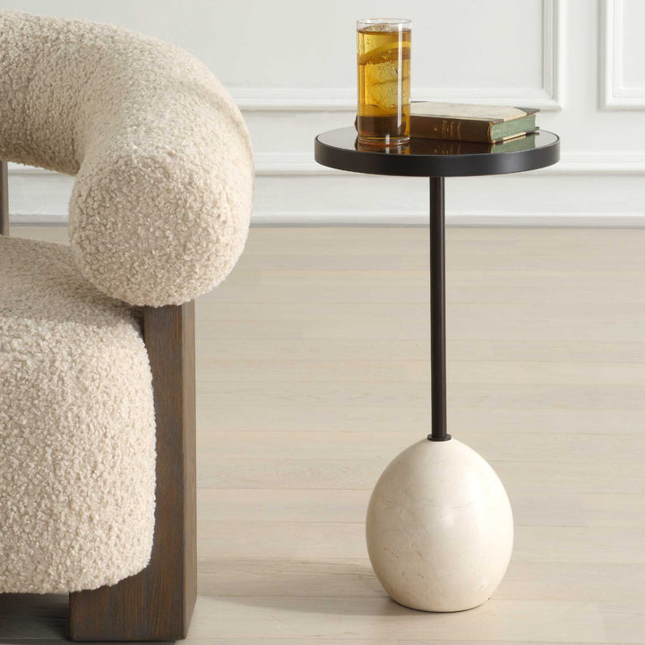 ODESA MARBLE + MIRROR TOP ACCENT TABLE