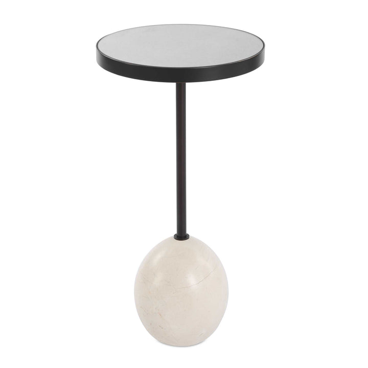 ODESA MARBLE + MIRROR TOP ACCENT TABLE