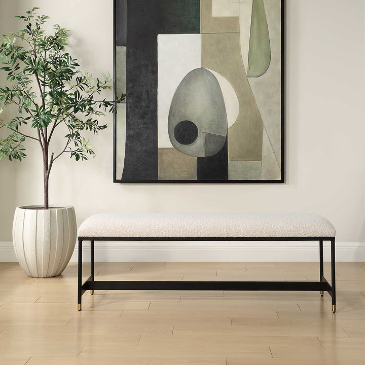 HALSTON BOUCLE UPHOLSTERED BENCH