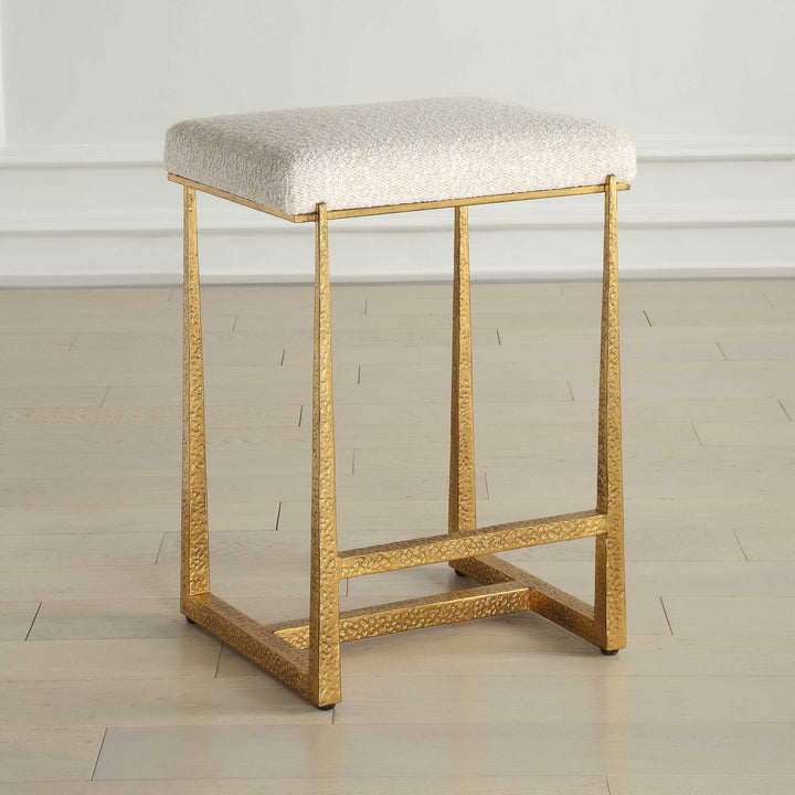 MIDAS NATURAL BOUCLE + GOLD COUNTER STOOL