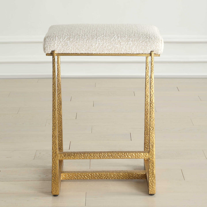 MIDAS NATURAL BOUCLE + GOLD COUNTER STOOL