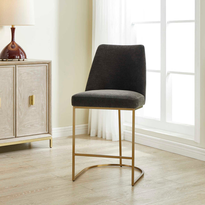 HANNI CHARCOAL VELVET COUNTER STOOL