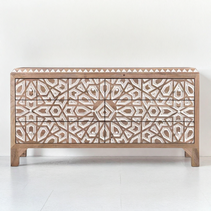 HAVELI GEOMETRIC CARVED WOOD DRESSER
