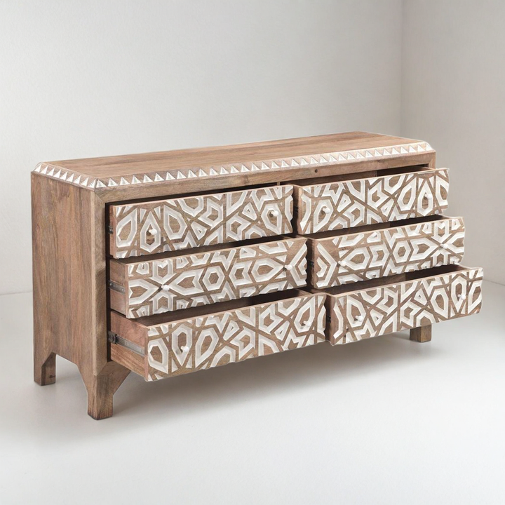 HAVELI GEOMETRIC CARVED WOOD DRESSER