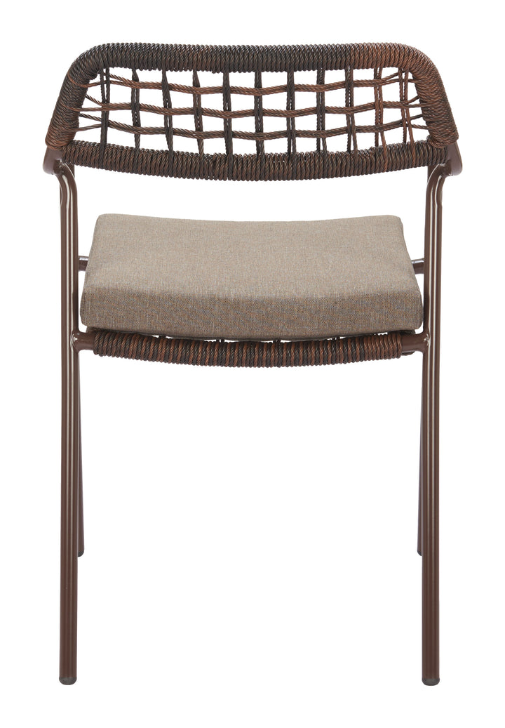 Wicker chair with a cushion on a white background