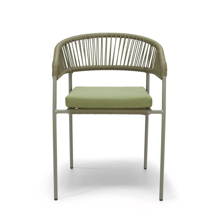 Chair with green cushion on a white background