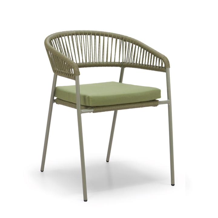 Chair with green cushion on a white background