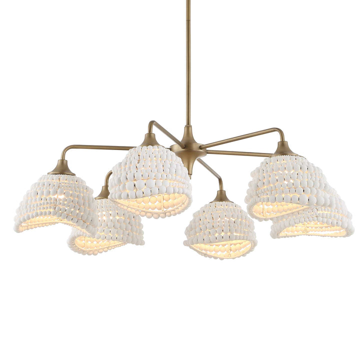 BIDDEFORD 6 LIGHT WHITE BEADED CHANDELIER