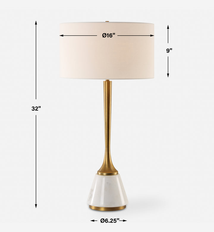 AVOLA WHITE MARBLE & BRASS TABLE LAMP