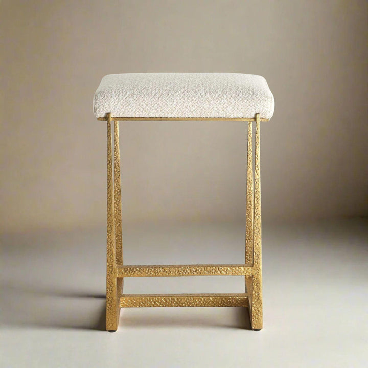 MIDAS NATURAL BOUCLE + GOLD COUNTER STOOL