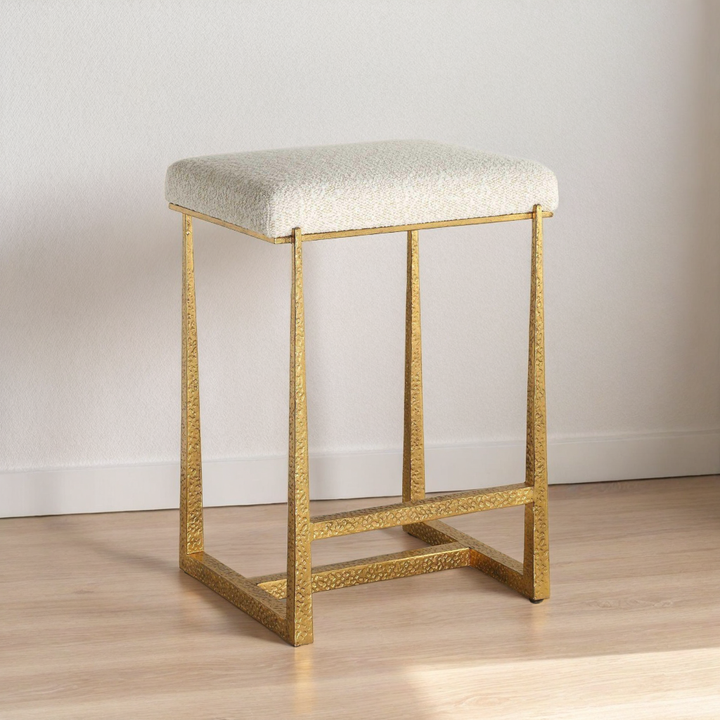 MIDAS NATURAL BOUCLE + GOLD COUNTER STOOL
