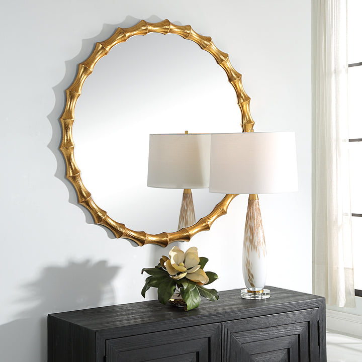NACALA ROUND GOLD BAMBOO MIRROR