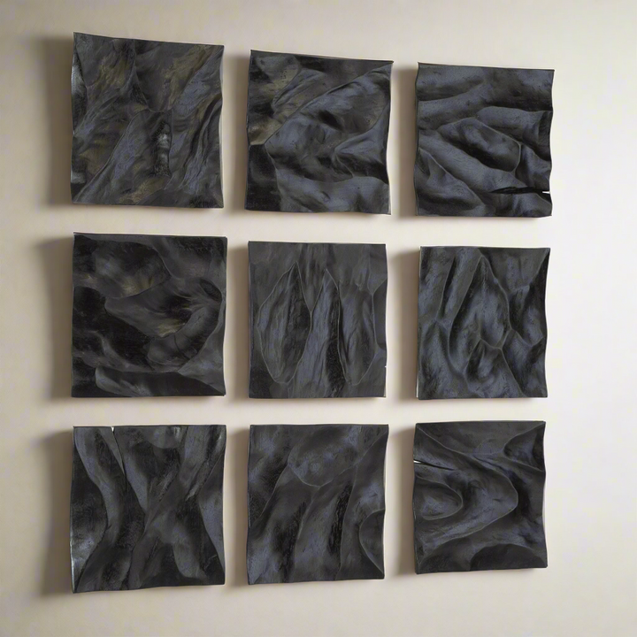 MALOSI BLACK WOOD WALL DECOR | SET OF 9