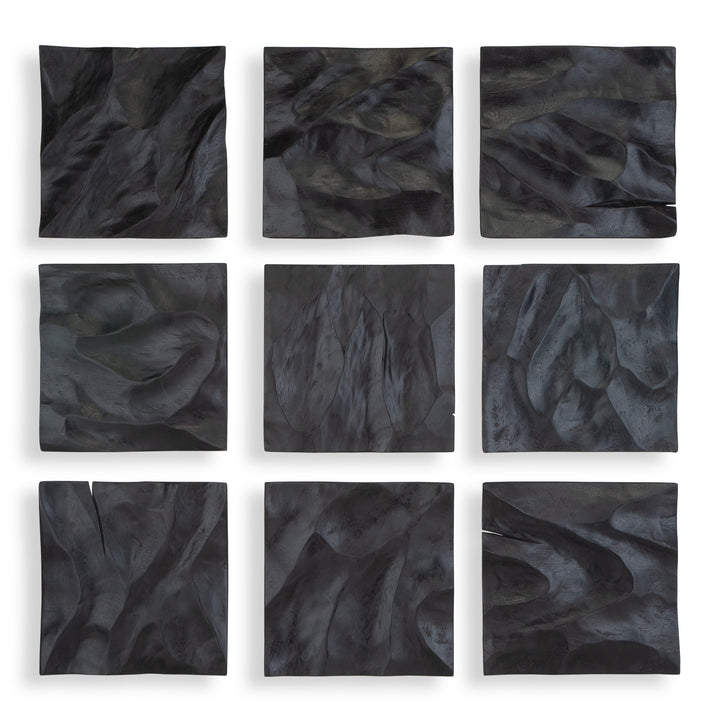 MALOSI BLACK WOOD WALL DECOR | SET OF 9