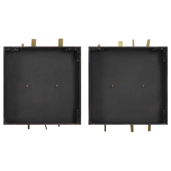 CROSSHATCH METAL WALL TILES | SET OF 2