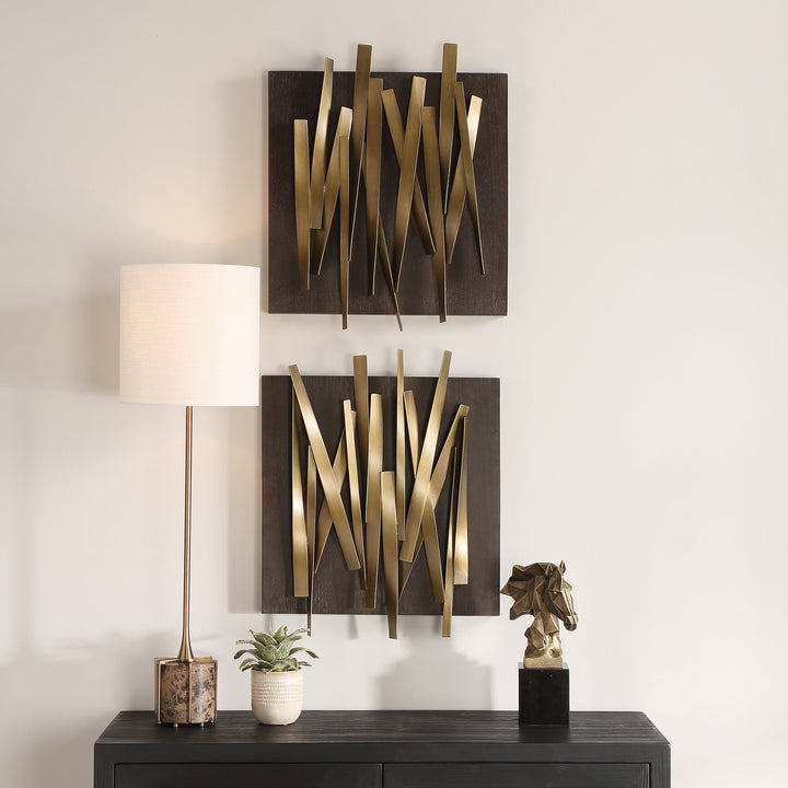 CROSSHATCH METAL WALL TILES | SET OF 2