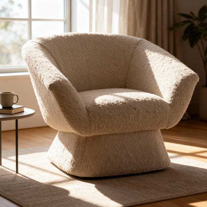 MONTROSE BIRCH BOUCLE PYRAMID SWIVEL CHAIR