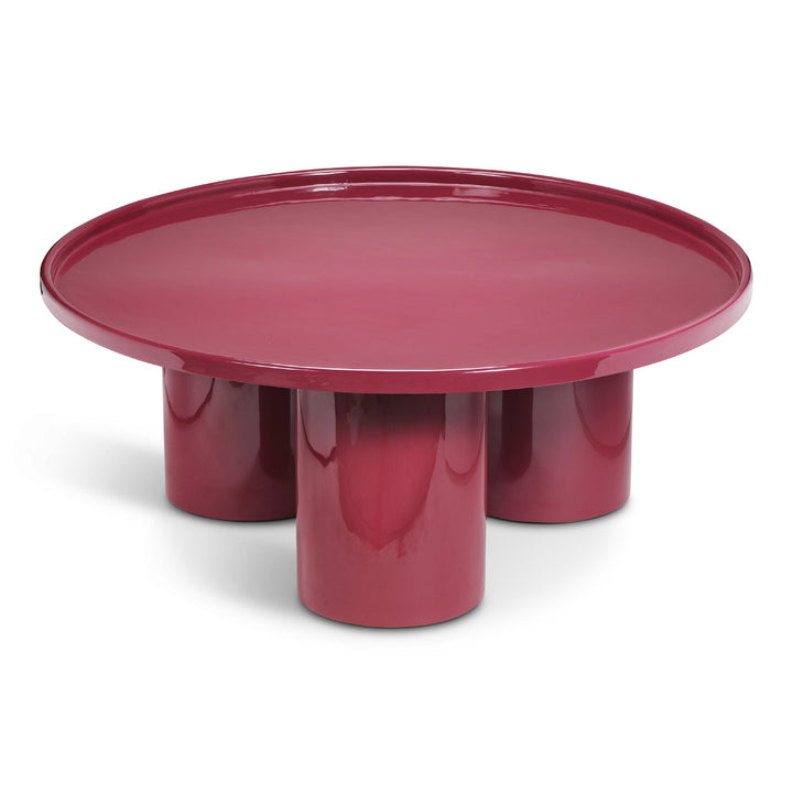 Round Maroon Modern Coffee Table